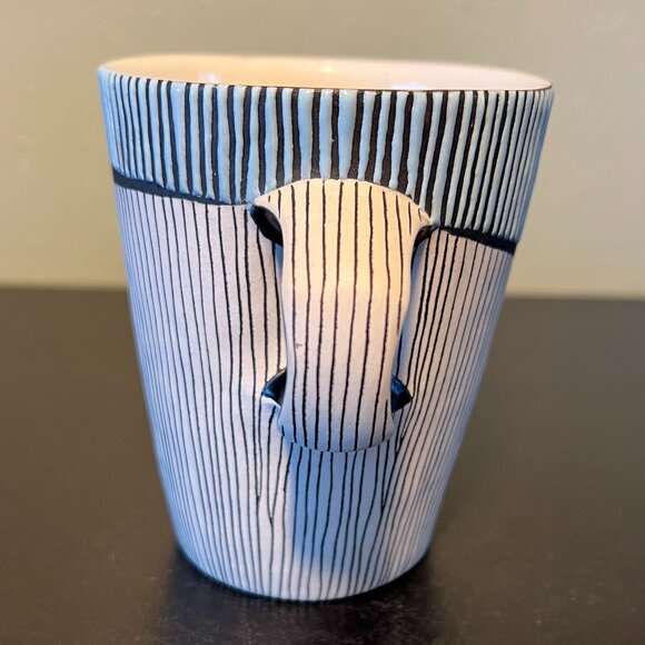 Handcrafted LIZ PECHACEK Signed Ceramic Mug w/ Inlay & Wax Resist Glaze Striped - Picture 7 of 12